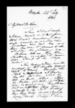 4 pages written 22 Feb 1861 by Robert Roger Strang in Wellington to Sir Donald McLean in Auckland Region, from Family correspondence - Robert Strang (father-in-law)