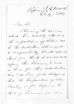 2 pages written 1 Jul 1864 by Jasper Lucas Herrick to Sir Donald McLean in Napier City, from Inward letters - Surnames, Her - Hes