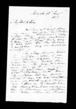 3 pages written 28 May 1855 by Robert Roger Strang in Wellington to Sir Donald McLean, from Family correspondence - Robert Strang (father-in-law)