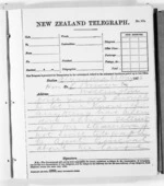 2 pages written 26 May 1876 by Sir Donald McLean in Alexandra to Wellington, from Native Minister and Minister of Colonial Defence - Outward telegrams