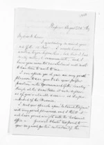 4 pages written 26 Aug 1869 by John Chilton Lambton Carter in Napier City to Sir Donald McLean, from Inward letters - J C Lambton Carter