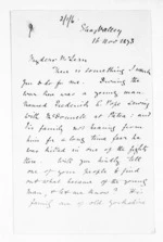 2 pages written 16 Nov 1873 by Sir Francis Dillon Bell to Sir Donald McLean, from Inward letters - Francis Dillon Bell