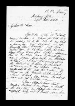 2 pages written 29 Dec 1862 by Robert Roger Strang to Sir Donald McLean, from Family correspondence - Robert Strang (father-in-law)