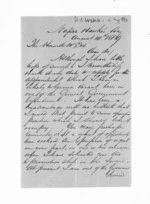 3 pages written 14 Aug 1869 by H S Webb in Napier City to Sir Donald McLean, from Inward letters -  H E Webb