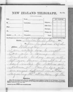 2 pages written 31 May 1876 by Sir Donald McLean to Sir Julius Vogel in Wellington, from Native Minister and Minister of Colonial Defence - Outward telegrams