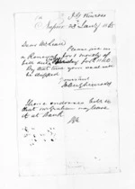 1 page written 23 Jan 1865 by John Gibson Kinross in Napier City to Sir Donald McLean, from Inward letters -  John G Kinross
