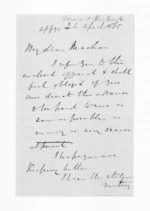 2 pages written 24 Apr 1865 by Henry Robert Russell to Sir Donald McLean, from Inward letters - H R Russell