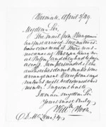 2 pages written 5 Apr 1849 by Rev William Woon in Waimate to Sir Donald McLean, from Inward letters - William Woon