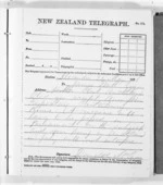 1 page written 24 May 1876 by Sir Donald McLean in Alexandra to James Watt in Auckland Region, from Native Minister and Minister of Colonial Defence - Outward telegrams