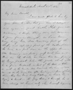 3 pages written 22 Mar 1860 by an unknown author in Maraekakaho to Sir Donald McLean, from Inward family correspondence - Archibald John McLean (brother)