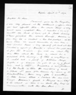4 pages written 19 Apr 1870 by John Davies Ormond in Napier City to Sir Donald McLean, from Inward letters - J D Ormond