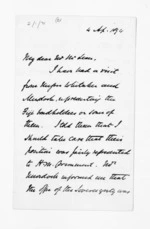 2 pages written 4 Apr 1874 by Sir James Fergusson to Sir Donald McLean, from Inward letters - Sir James Fergusson (Governor)