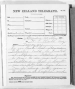 3 pages written 23 May 1876 by Sir Donald McLean in Alexandra to Henry Tacy Clarke in Tauranga, from Native Minister and Minister of Colonial Defence - Outward telegrams