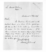 1 page written 6 Dec 1876 by an unknown author in Auckland City to Sir Donald McLean in Napier City, from Inward letters - Surnames, Her - Hes