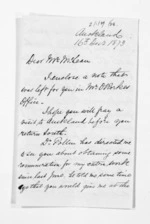 3 pages written 16 Dec 1873 by Edward Lister Green in Auckland Region to Sir Donald McLean, from Inward letters - Edward L Green