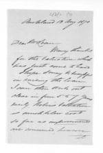 3 pages written 13 Jan 1870 by J B Brathwaite in Auckland Region to Sir Donald McLean, from Inward letters - Surnames, Bra - Bro