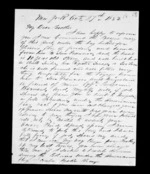 3 pages written 27 Oct 1852 by Archibald John McLean in New York City to Sir Donald McLean, from Inward family correspondence - Archibald John McLean (brother)