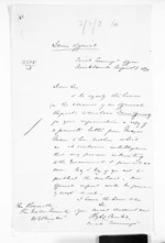 1 page to Wellington, from Minister of Colonial Defence - East Coast hostilities