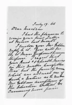3 pages written 19 Jul 1866 by Thomas Purvis Russell to Sir Donald McLean, from Inward letters - Thomas Purvis Russell