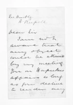 2 pages written 5 Apr 1872 by Sir Donald McLean to Henry Robert Russell, from Inward letters - H R Russell