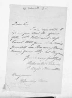 2 pages written by Lieutenant Richard Bulkeley Turgford Thelwall in Wanganui to Sir Donald McLean, from Inward letters - Surnames, Tay - Tho