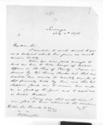 4 pages written 4 Jul 1876 by Herbert William Brabant in Tauranga to Sir Donald McLean, from Inward letters - H W Brabant