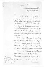 2 pages written 23 Jul 1863 by Francis Edwards Hamlin in Napier City to Hawke's Bay Region, from Superintendent, Hawkes Bay and Government Agent, East Coast - Papers