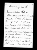 3 pages written 5 Nov 1874 by Annabella McLean to Sir Donald McLean, from Inward family correspondence - Annabella McLean (sister)