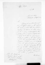 4 pages written 20 Apr 1866 by an unknown author in Wellington to Wellington, from Papers relating to land - Land claims and purchases of the New Zealand Company at Taranaki, Wanganui and in the Wairarapa