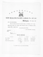 1 page written 11 Aug 1876 by an unknown author in Wellington, from Masonic Lodge papers, trade circulars, invitations