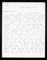 4 pages written 3 May 1870 by John Davies Ormond in Napier City to Sir Donald McLean, from Inward letters - J D Ormond
