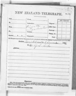 1 page, from Native Minister and Minister of Colonial Defence - Outward telegrams