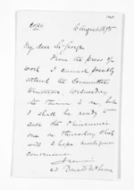 2 pages written 16 Aug 1875 by Sir Donald McLean to Sir George Grey, from Outward drafts and fragments