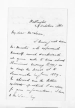 2 pages written 29 Oct 1861 by Herbert Samuel Wardell in Wellington City to Sir Donald McLean, from Inward letters - Surnames, War - Wat
