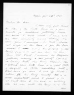 4 pages written 26 Jan 1870 by John Davies Ormond in Napier City to Sir Donald McLean, from Inward letters - J D Ormond