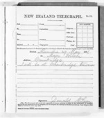 1 page written 29 May 1876 by Sir Donald McLean in Alexandra to Cambridge, from Native Minister and Minister of Colonial Defence - Outward telegrams