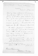 2 pages written 7 May 1859 by Francis Williamson in Wanganui, from Native Land Purchase Commissioner - Papers