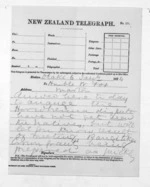 2 pages written 6 Jan 1874 by Sir Donald McLean in Otaki to Sir William Fox in Marton, from Native Minister and Minister of Colonial Defence - Outward telegrams