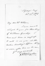 2 pages written 20 Oct 1851 by George Theodosius Boughton Kingdon in St George's Bay to Sir Donald McLean, from Inward letters -  Kingdon, George and Sophia