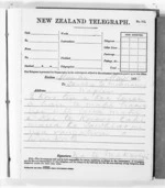 1 page written 1 May 1876 by Sir Donald McLean in Alexandra to Napier City, from Native Minister and Minister of Colonial Defence - Outward telegrams