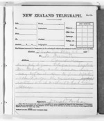 1 page written 26 May 1876 by Sir Donald McLean in Alexandra to Cambridge, from Native Minister and Minister of Colonial Defence - Outward telegrams