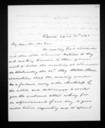 2 pages written 18 Apr 1870 by Edward Marsh Williams in Waimate to Sir Donald McLean, from Inward letters - Edward M Williams
