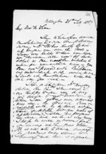 2 pages written 21 Jul 1859 by Robert Roger Strang in Wellington to Sir Donald McLean, from Family correspondence - Robert Strang (father-in-law)