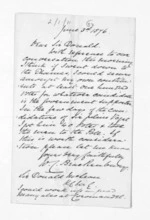 1 page written 3 Jun 1876 by Captain Walter Charles Brackenbury to Sir Donald McLean, from Inward letters -  W C Brackenbury