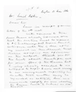 2 pages written 11 May 1860 by Sir Donald McLean in Raglan to Josiah Hopkins, from Secretary, Native Department - War in Taranaki and Waikato and  King Movement