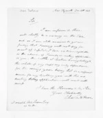 2 pages written 26 Dec 1848 by Charles N Rowe in New Plymouth to Sir Donald McLean in Wellington, from Inward letters - Surnames, Rou - Rus