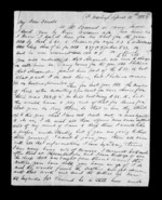 2 pages written 15 Apr 1863 by Archibald John McLean to Sir Donald McLean, from Inward family correspondence - Archibald John McLean (brother)