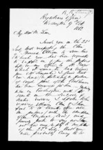 2 pages written 9 Oct 1862 by Robert Roger Strang in Wellington to Sir Donald McLean, from Family correspondence - Robert Strang (father-in-law)