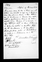1 page written 17 Nov 1874 by an unknown author in Napier City, from Correspondence and other papers in Maori