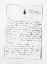 2 pages written 9 Sep 1873 by F C Rowan to Sir Donald McLean, from Inward letters - Surnames, Rou - Rus